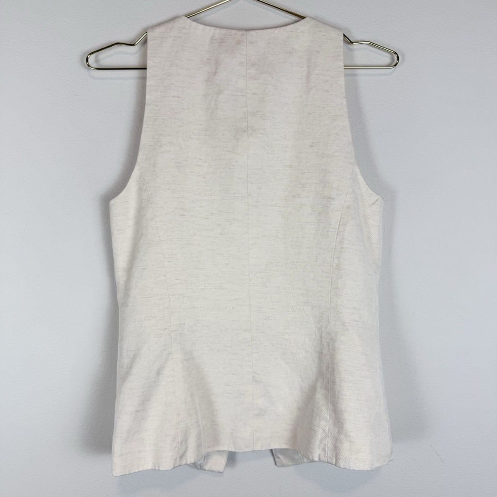 Madewell Crewneck Cutaway Vest in Drapey Twill Cream Linen Blend‎ Size 00 - Picture 12 of 14
